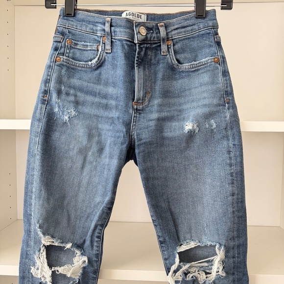AGOLDE Sophie Ripped High Waist Crop Jeans Spite - Picture 5 of 8